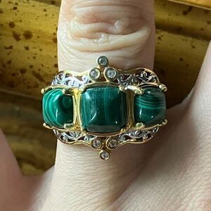 Natural Malachite Sterling Silver Ring Size 6